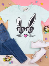 Load image into Gallery viewer, SOMEBUNNY MAMA ON MINT T-SHIRT
