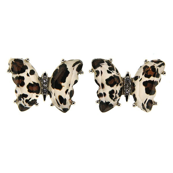 Leopard butterfly stud earrings