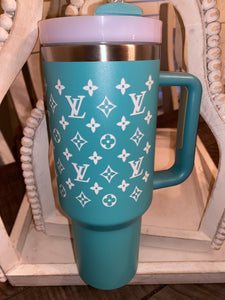 Inspired 40oz turquoise handle cup