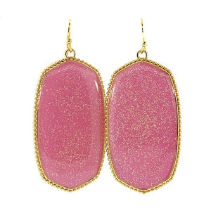 Lavender enamel oval glitter earrings