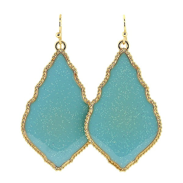 Light blue teardrop enamel glitter earrings