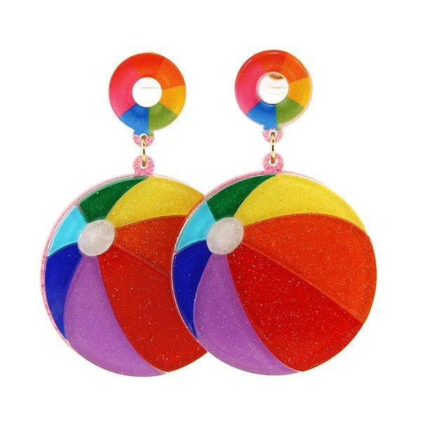 Beach ball resin earrings ￼